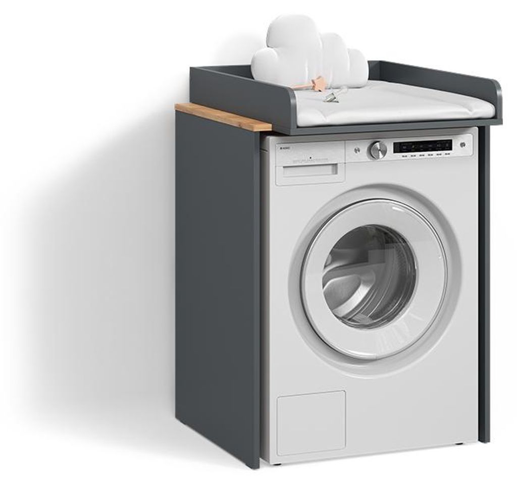 Waschmaschinenschrank Livinity Paolina Anthrazit/Goldkraft Eiche 68 x 88.2 cm 2 Teile mit Wickelauflage, Model 58827