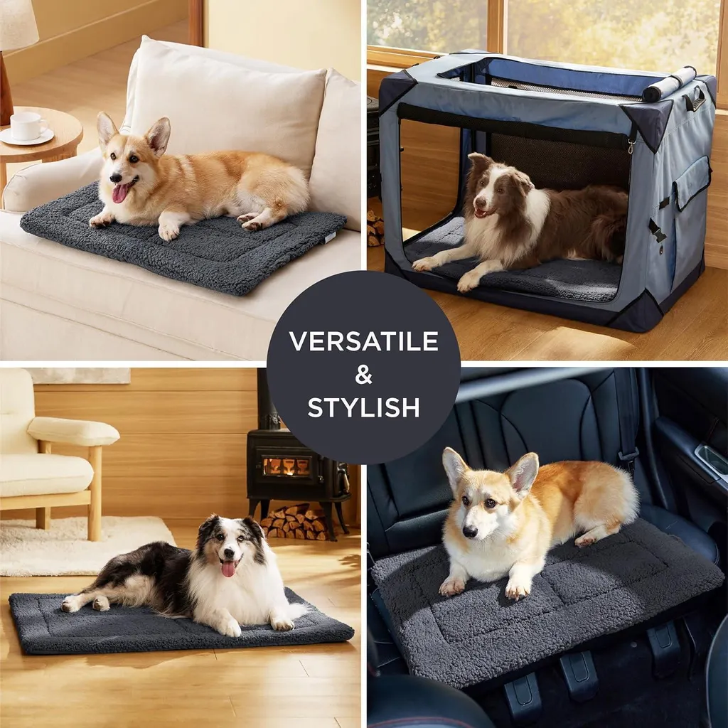 Matelas chien lavable en mousse haute densité contre les douleurs gris