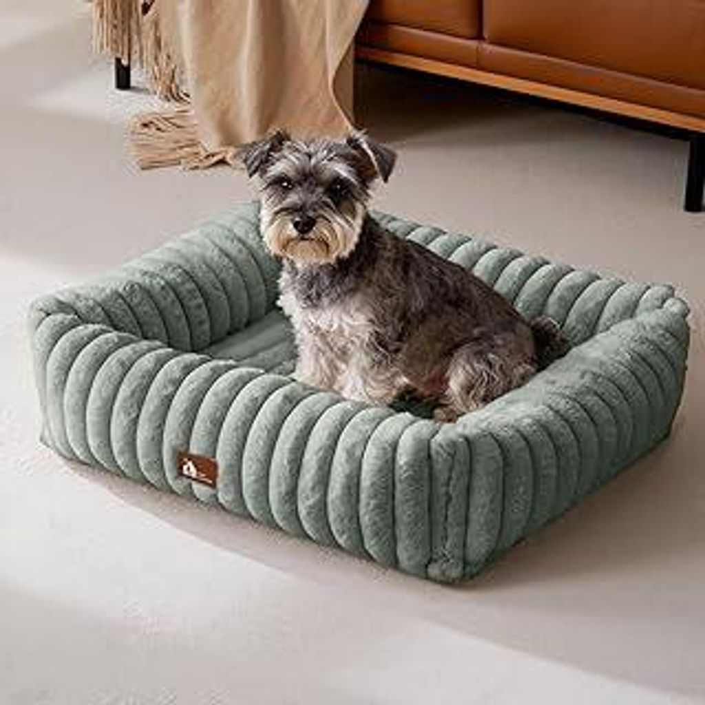 Luxusweicher Hundekorb, Orthopädisches Hundebett mittelgroße Hunde, 4-seitiges Nackenkissen, Abnehmbare Waschbare Hundematte, Hundesofa mit Griff...