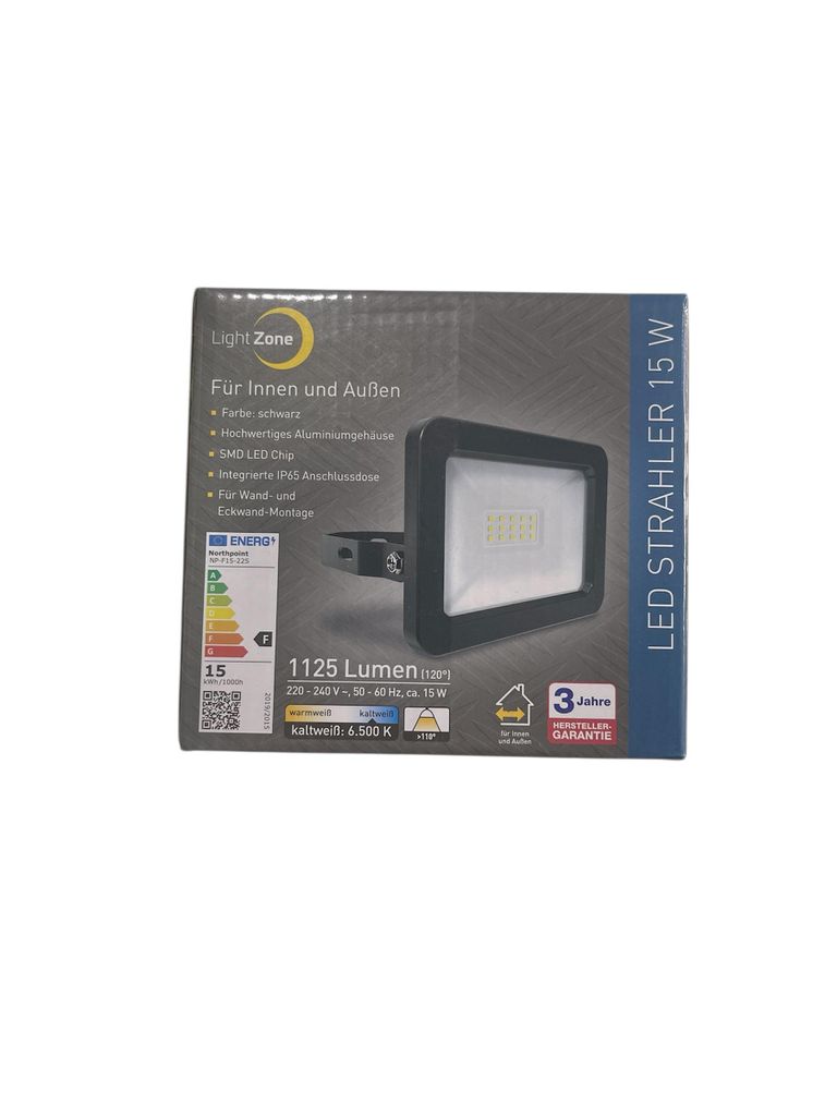 Light Zone LED Strahler Schwarz 15 W Für Innen + Außen SMD LED Chip