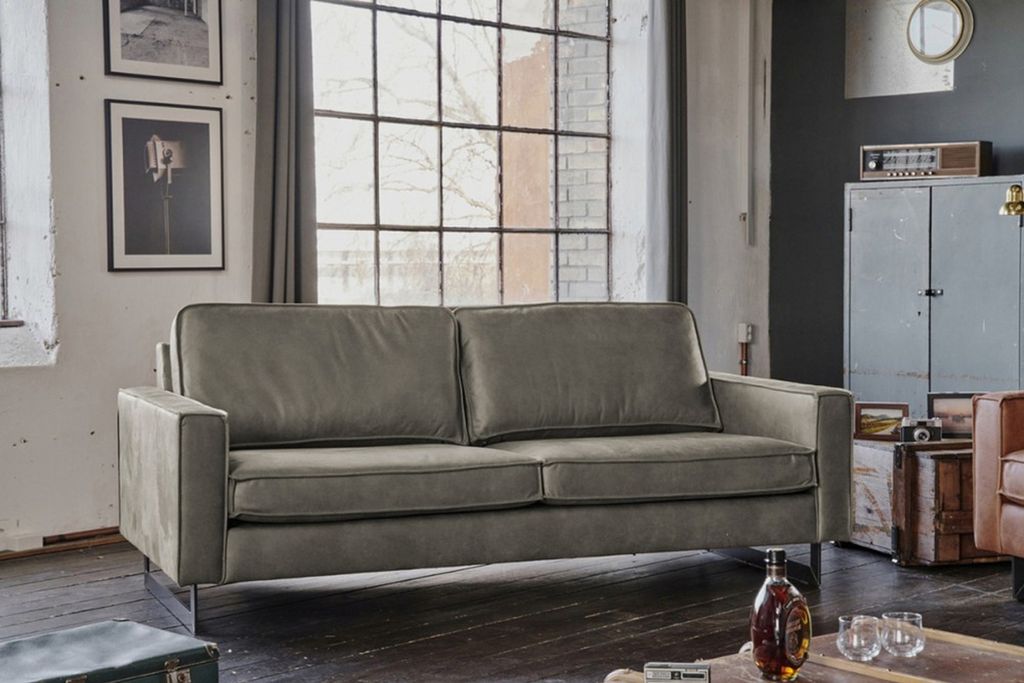 KAWOLA Sofa VILNIUS 2-Sitzer Kunstleder mit Lederanteil anthrazit