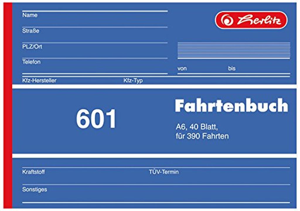 Herlitz 602 Fahrtenbuch A5 Nachweis 32 Blatt mit Abrechnungstabelle für st 