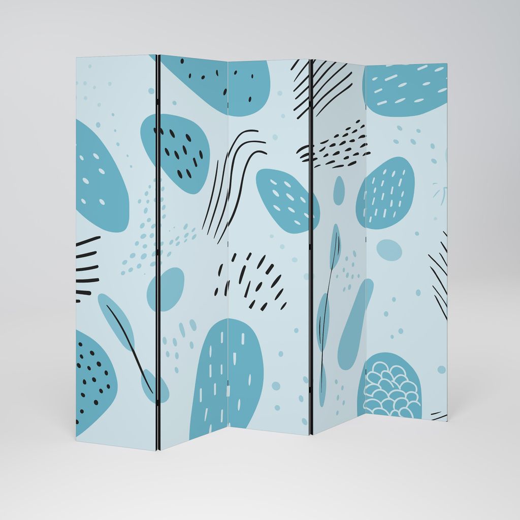 SpaceRebels Paravent Raumteiler - 5-teilig Raumtrenner, Druck 1-Seite - Raumtrenner - Trennwand Wohnung - Room Divider - Spanische Wand Deko Modern...