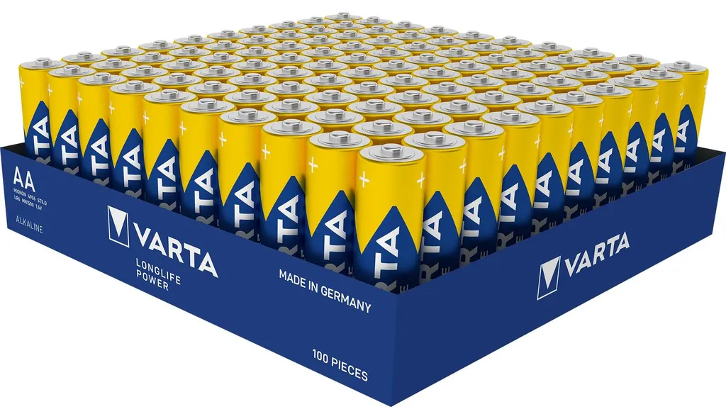 Piles AA Varta LR06 Longlife Power 1.5V - Fini les pannes, lot de 100