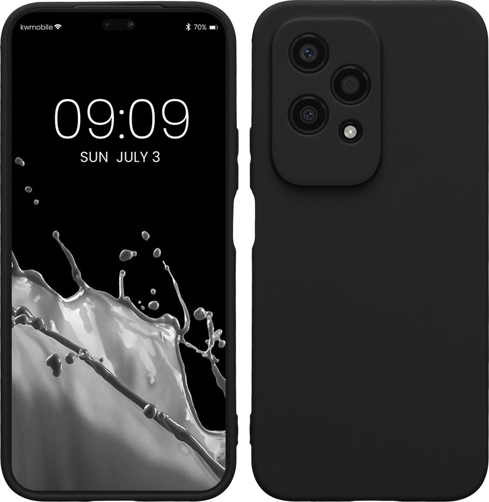 kwmobile Handyhülle kompatibel mit HONOR 200 Lite Hülle - Handy Case aus weichem Silikon in Schwarz matt