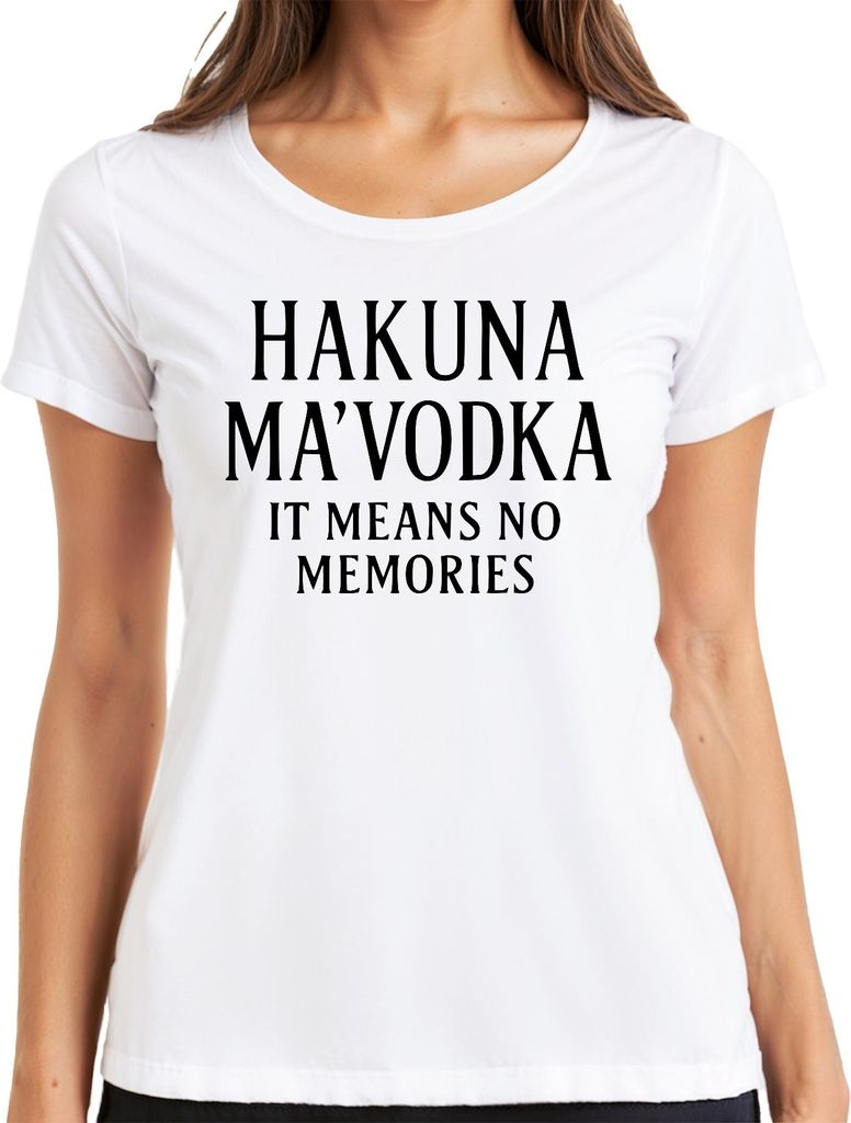 Hakuna MaVodka keine Erinnerungen Lustig Vodka Party JGA Geschenk Damen T-Shirt, Weiß, XXL