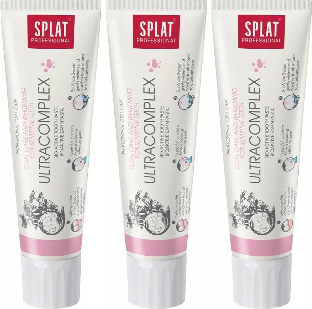 Splat | Zahnpasta - Zahnpasta Bio Active - 3X100Ml - Kamille - Sanfte Aufhellung - Empfindliche Zähne