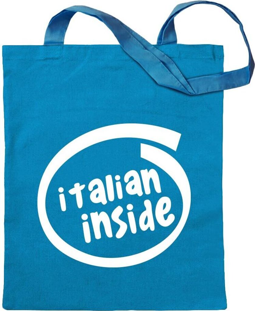 Kiwistar - Baumwolltasche - hellblau - italien inside - Tragetasche Stoffbeutel Umhängetasche langer Henkel
