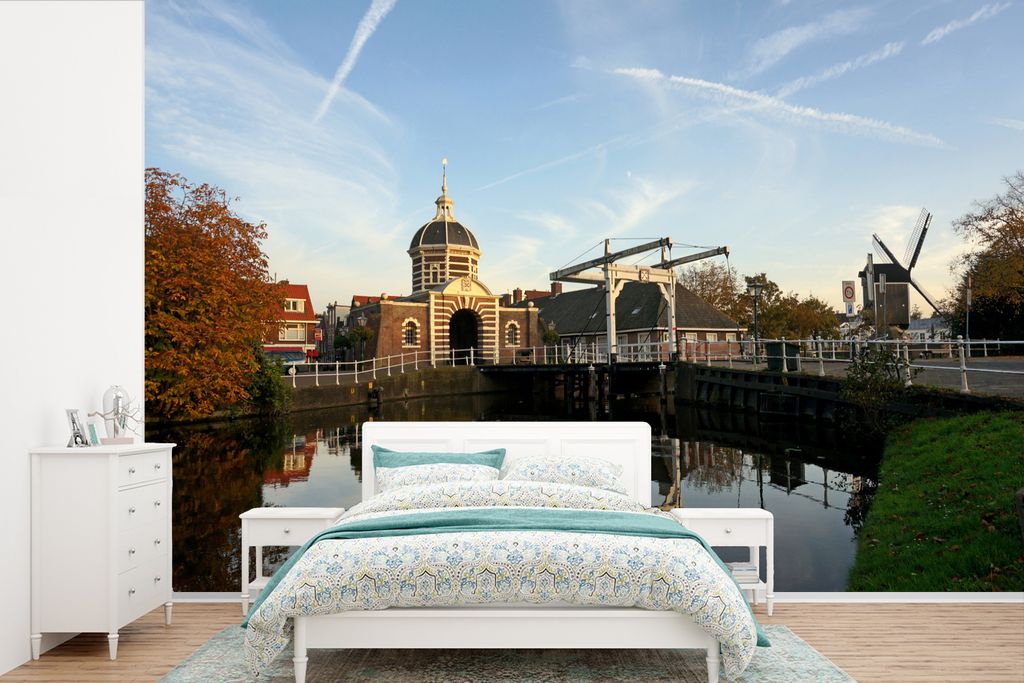 MuchoWow Fototapete für Wohnzimmer oder Schlafzimmer Wandtapete Vinyl Motivtapete Tor - Wasser - Leiden - 600x400 cm - Vinyltapeten