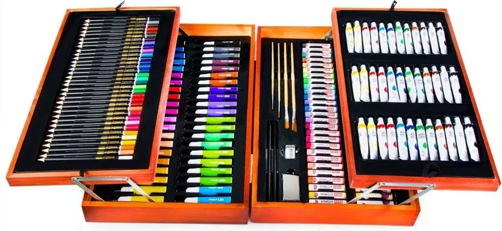 Ensemble d'art 174 pièces EASY - Coffret de dessin complet en bois luxe