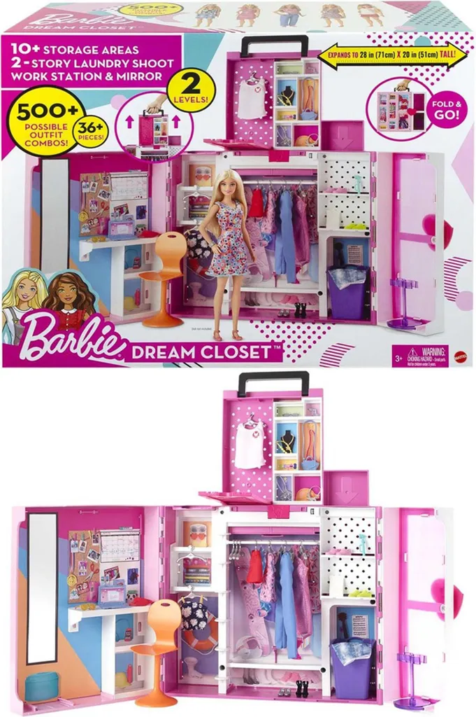 Mallette de Jeu Barbie Dream Wardrobe HBV28 Portable pour Enfant Mattel