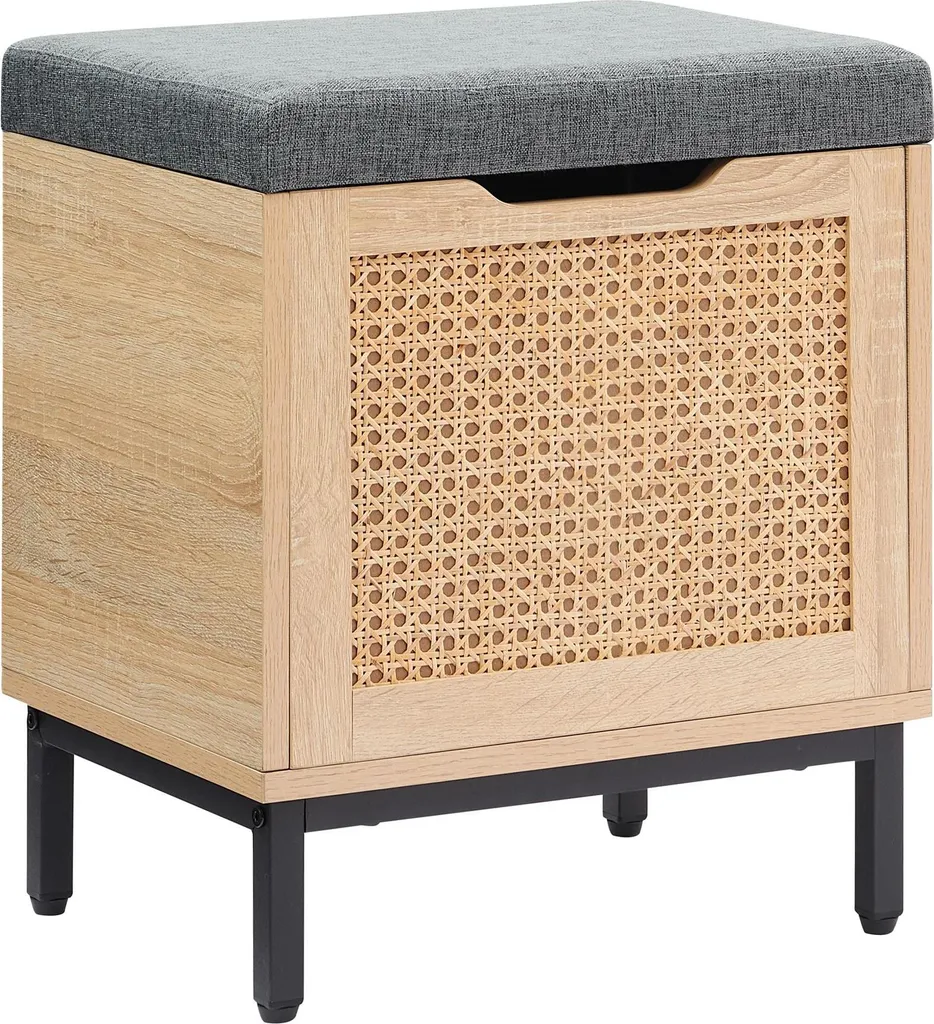 Banc d'entrée moderne bleu en bois avec coffre de rangement ajustable - 80cm