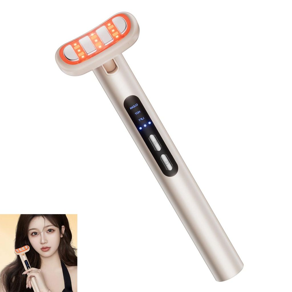 Augenmassagegerät, Mikrostrom Gesichtsgerät, Rotlichttherapie fürs Gesicht, 9-in-1-LED-Lichttherapiegerät für die Augenpflege zu Hause, EMS, E...