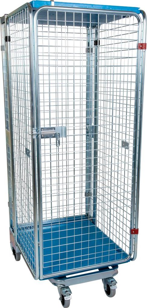 Nestbarer Rollbehälter ADB, 725 x 820 x 1.890 mm, 5-seitig, Diebstahlschutz, Dach aus Kunststoff, Nutzhöhe 1.590 mm, Rollplatte aus Kunststoff, 5...