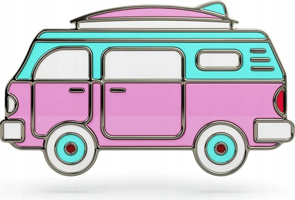 Regalo per Camperisti: Spilla Camper Rosa PINETS in Smalto Pregiato