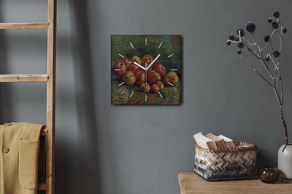 Coloray Hodiny Unikátní 30x30 cm Tiché hodiny Pro obývací pokoj a kuchyň Nástěnné hodiny Plátno Bílé ručičky hodin - Van Gogh stále ...