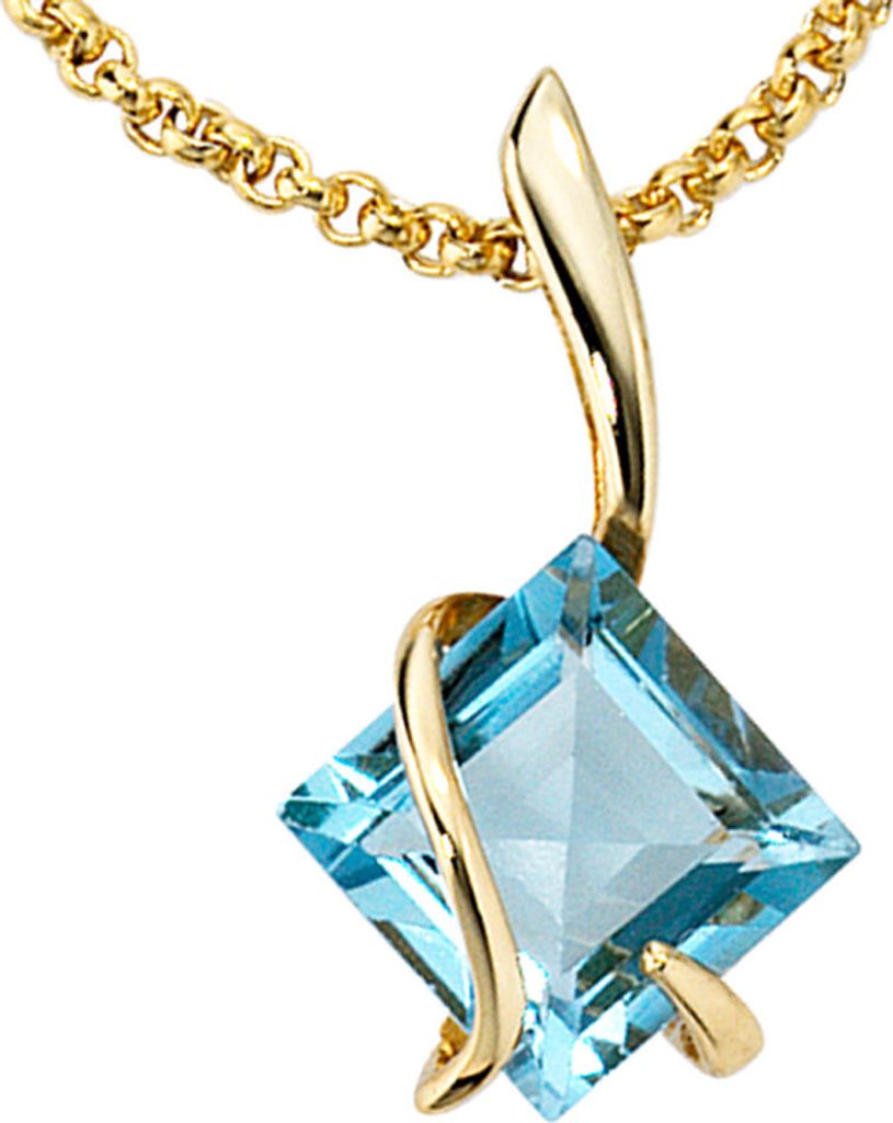 JOBO Anhänger 375 Gold Gelbgold 1 Edeltopas blau