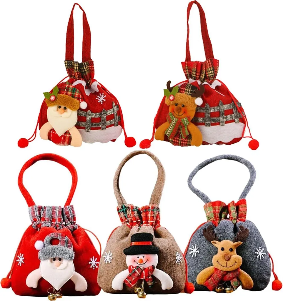 Sacchetti Regalo per Bambini Natale | Borsa Tessuto Pupazzo di Neve