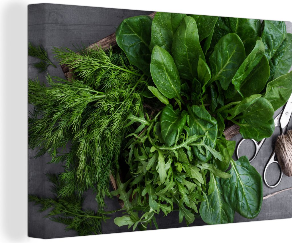 OneMillionCanvasses - Leinwandbilder - 140x90 cm, Dunkelgrüne Rakete auf einer grauen Küchenzeile, Wandbilder Kunstdruck Wanddekoration - Foto ...