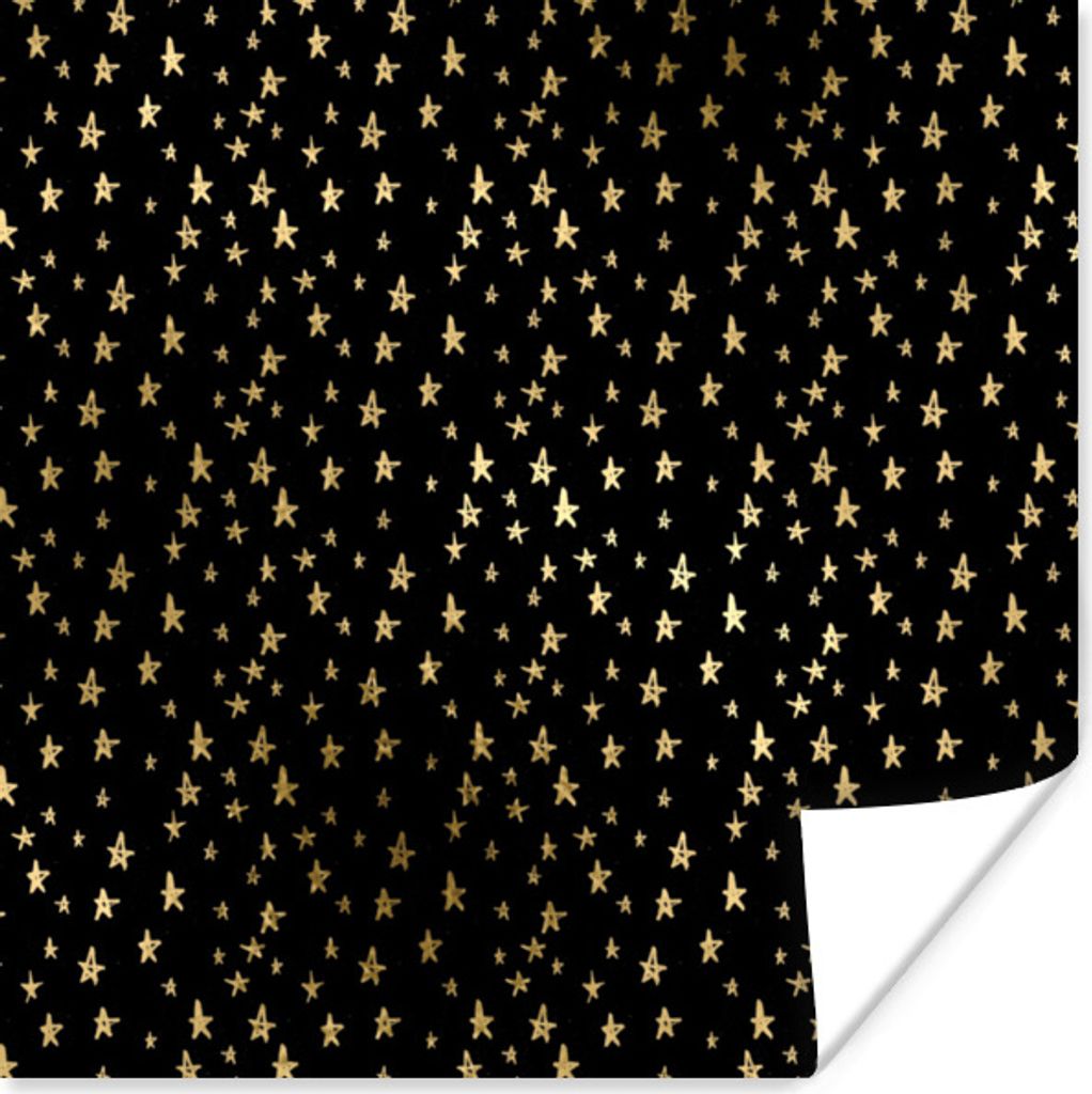 MuchoWow Poster Muster - Sterne - Gold 30x30 cm - Wandposter - Printing