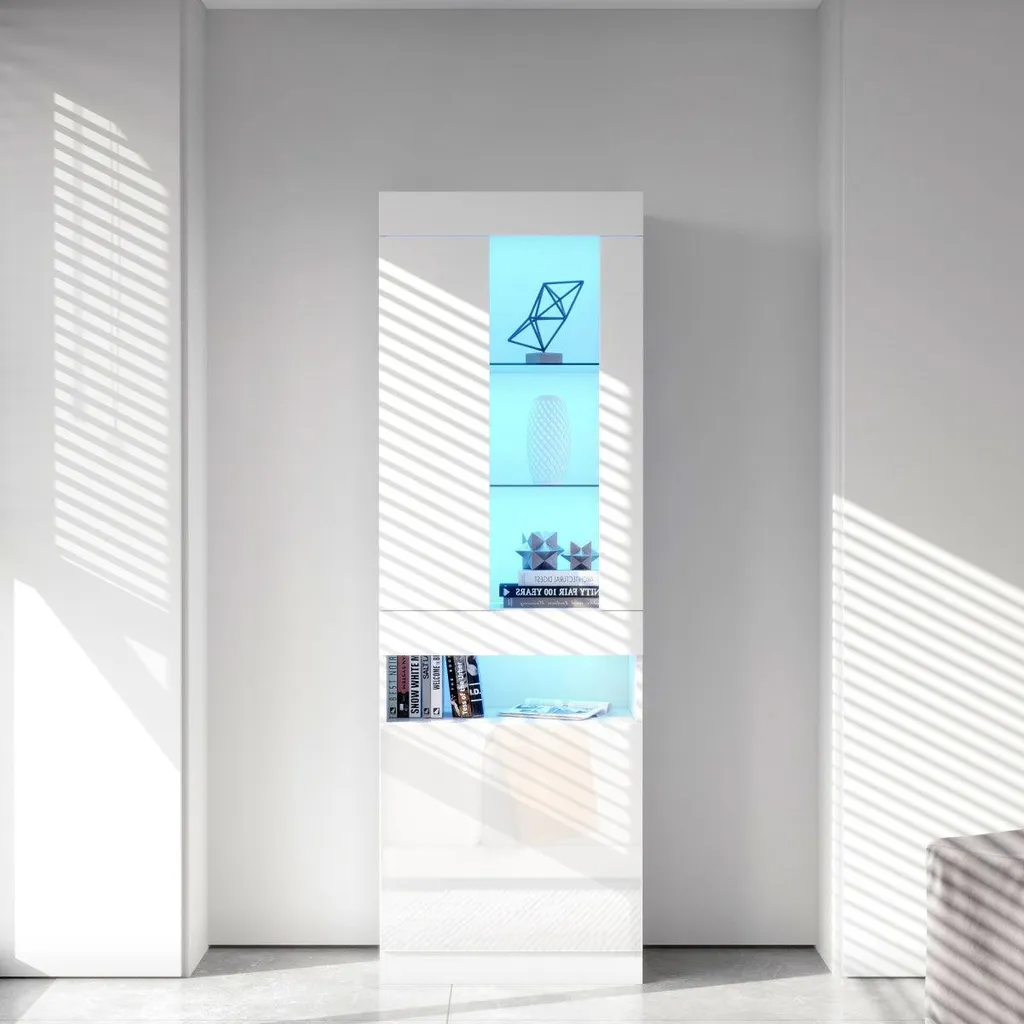 Vitrine LED noire avec 2 portes vitrées - Meuble de salon noir 160cm - 6