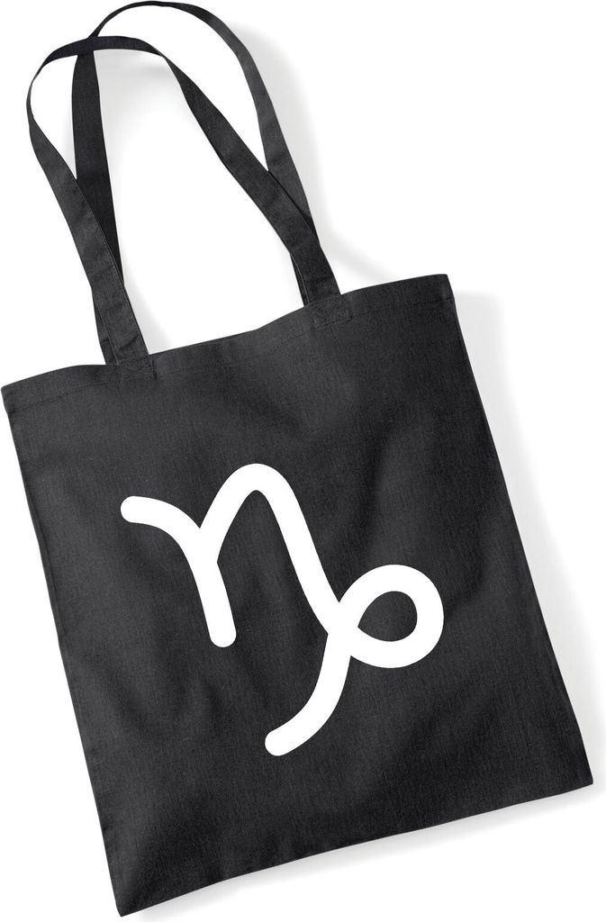 Huuraa Jutebeutel Steinbock Sternzeichen Zeichen 10 Liter Black Baumwolle Tasche Geschenkidee