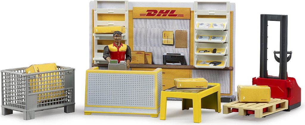 Bruder 62251 bworld DHL Shop mit Handhubstapler Produktbild 