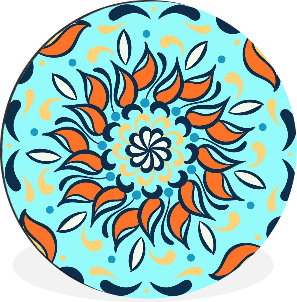 MuchoWow Aluminium Wandkreis Blume - Elemente - Muster Ø 60 cm Wanddeko Modern Wohnzimmer - Wand Kreis - Wandbild - Schlafzimmer - Aluminium Bil...