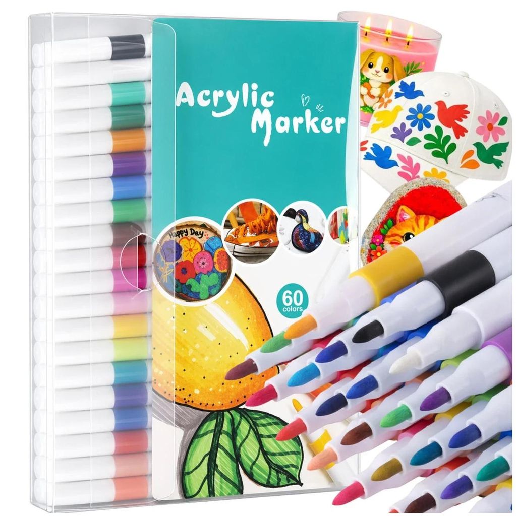 Set de marqueurs acryliques, 60 couleurs, set de peinture Image du produit 