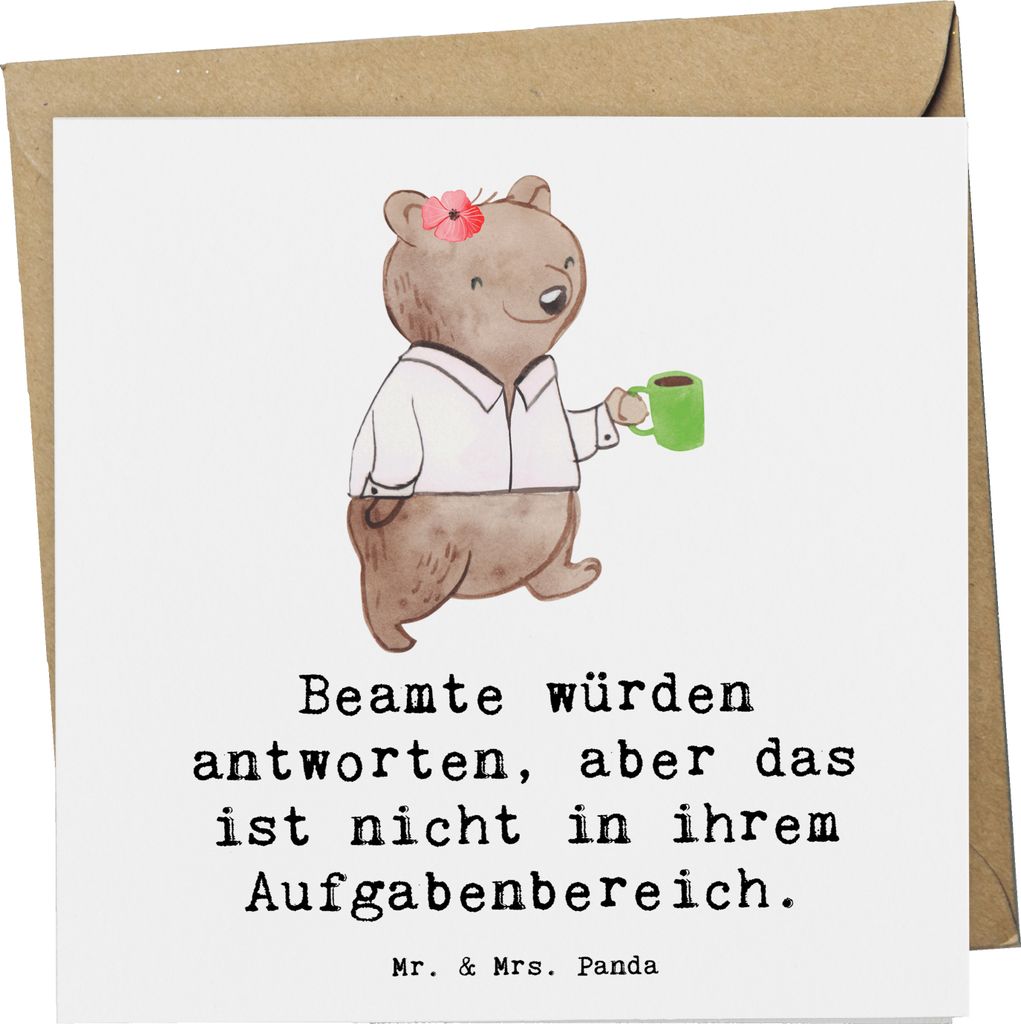 Mr. & Mrs. Panda doppelkarte Beamtin Humor - Weiß - Geschenk, Spruch, Hingabe, Beruf, Berufsprodukte, kreative Geschenke, Klappkarte, für Berufst...