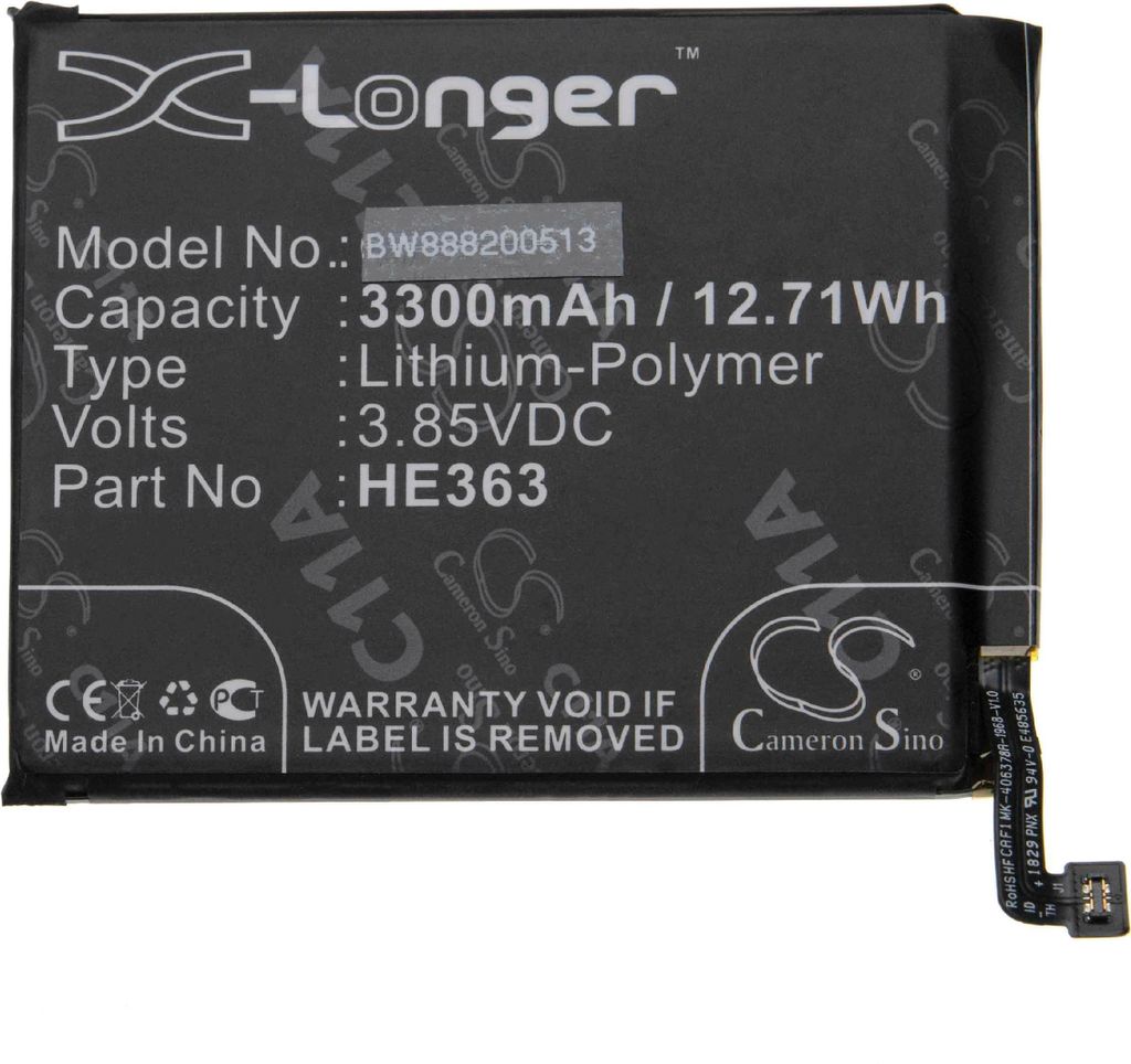 vhbw Akku Ersatz für Nokia HE363 für Handy Smartphone Telefon (3300 mAh, 3,85 V, Li-Polymer)
