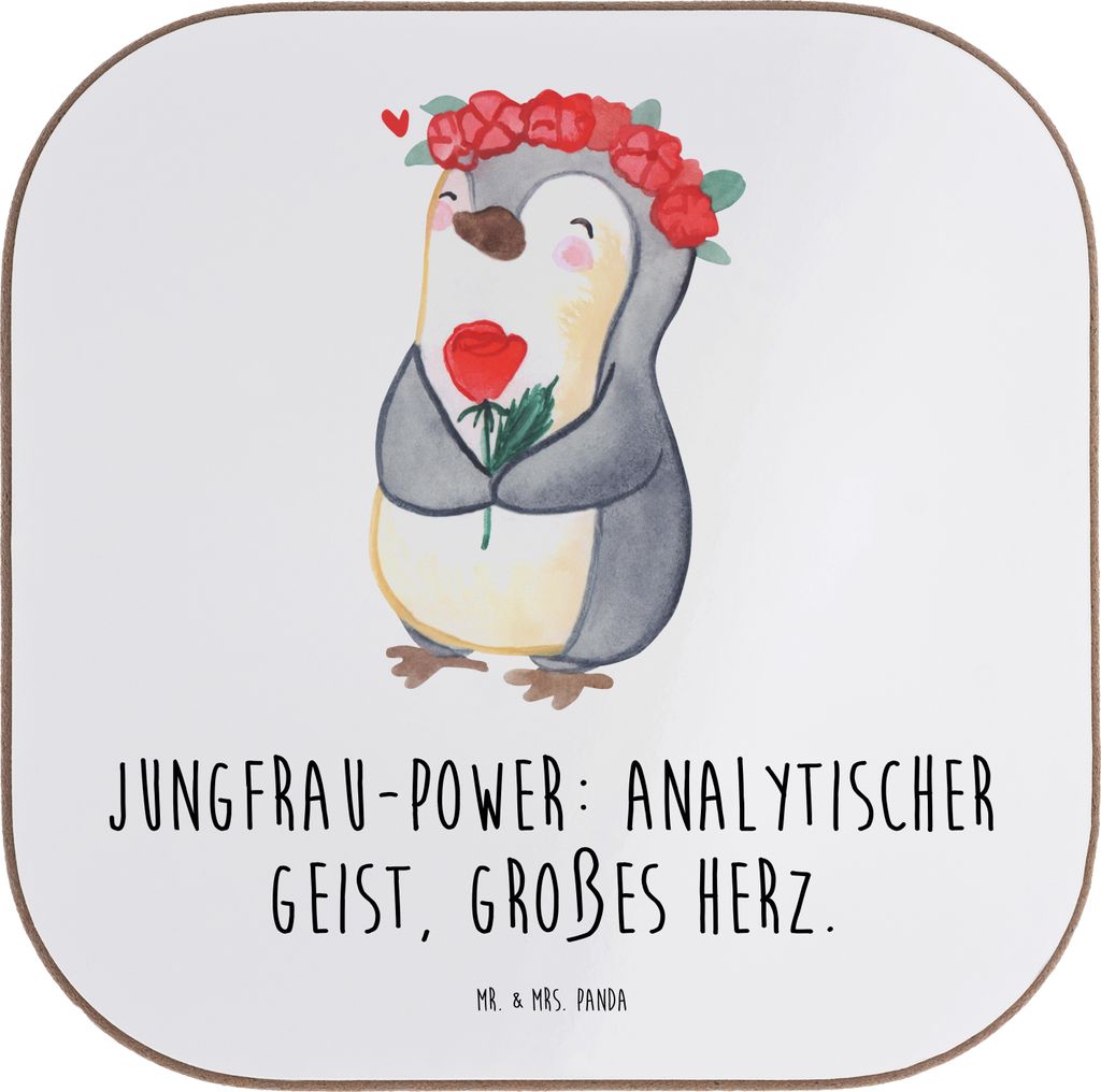 Mr. & Mrs. Panda Tischuntersetzer Jungfrau Astrologie - Weiß - Geschenk, Geburtstagsgeschenk, Untersetzer für Gläser, gläseruntersetzer, Sternz...