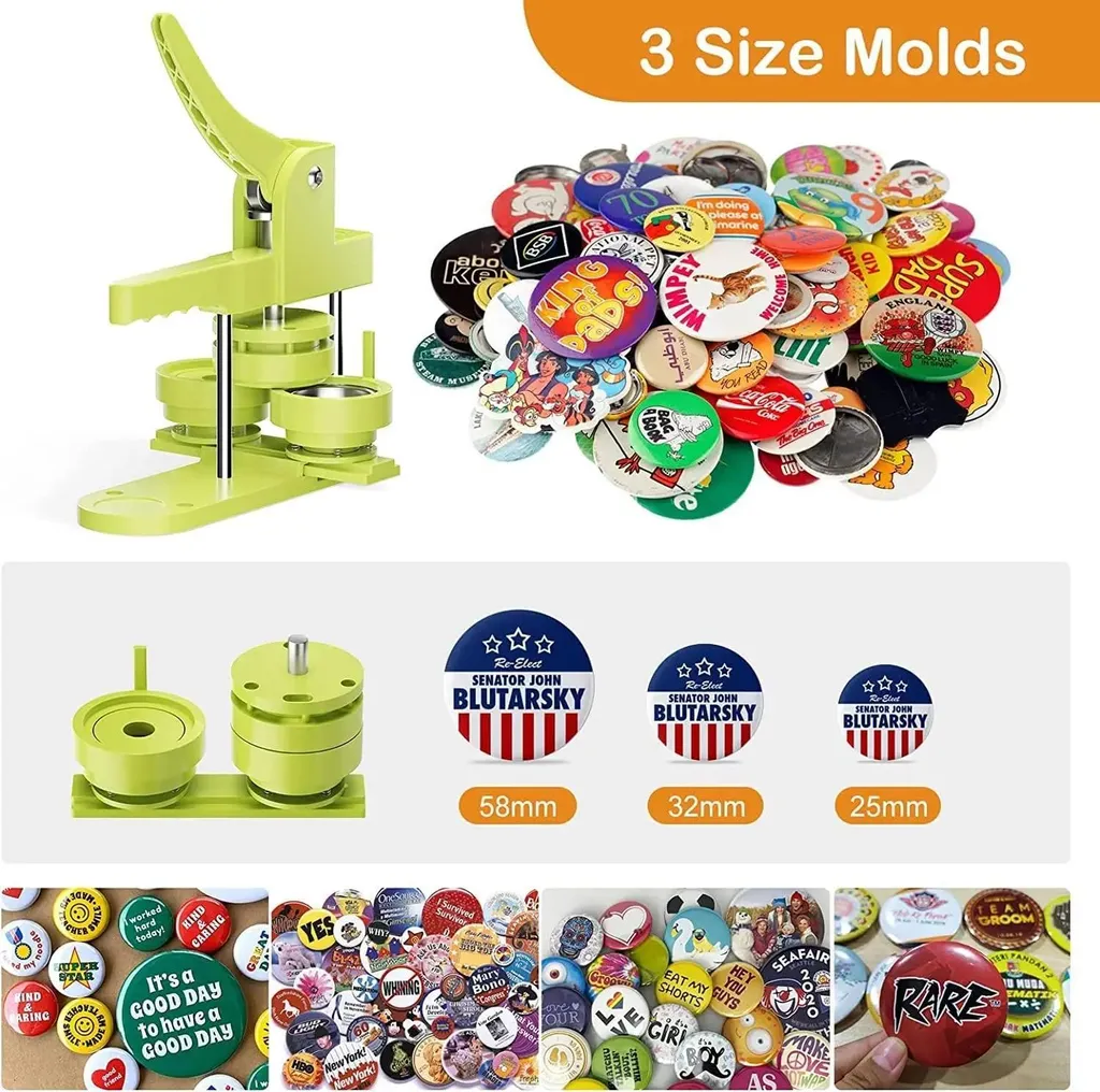 Machine à badges anti-raté Kit Button Maker 300 badges et 3 matrices
