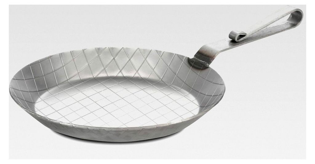 Gastro Traditionelle Eisenpfanne, Servierpfanne mit gebogenem Griff, 20 cm