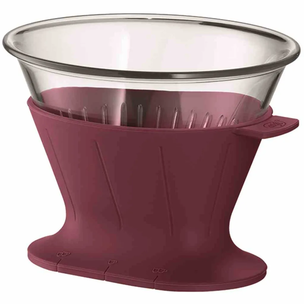 Filtre à tasse alfi 1x4 incassable en silicone rouge rubis pour café filtre