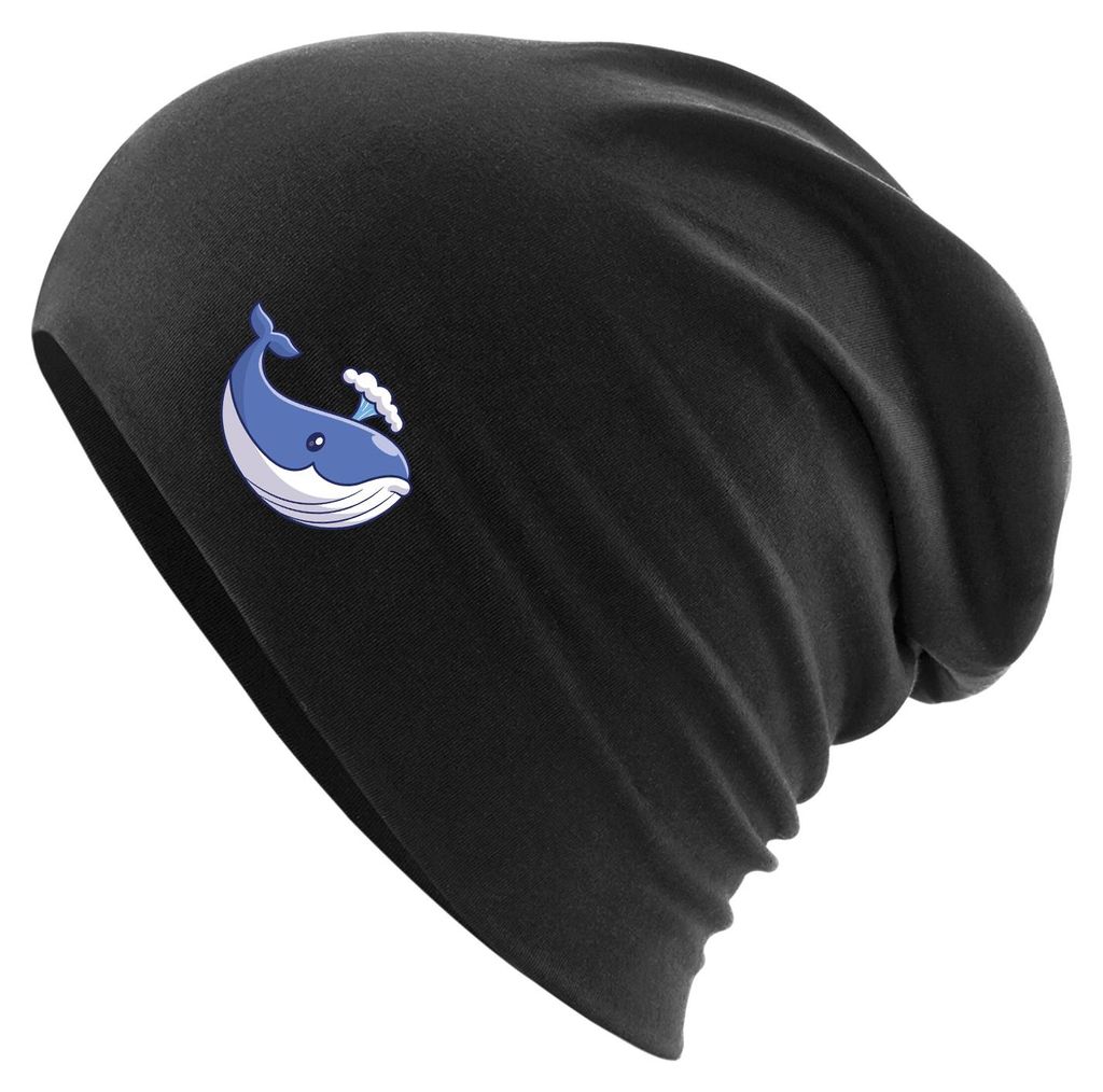 Huuraa Beanie Blauwal Comic Black One Size Baumwolle und Elasthan Mütze Geschenkidee