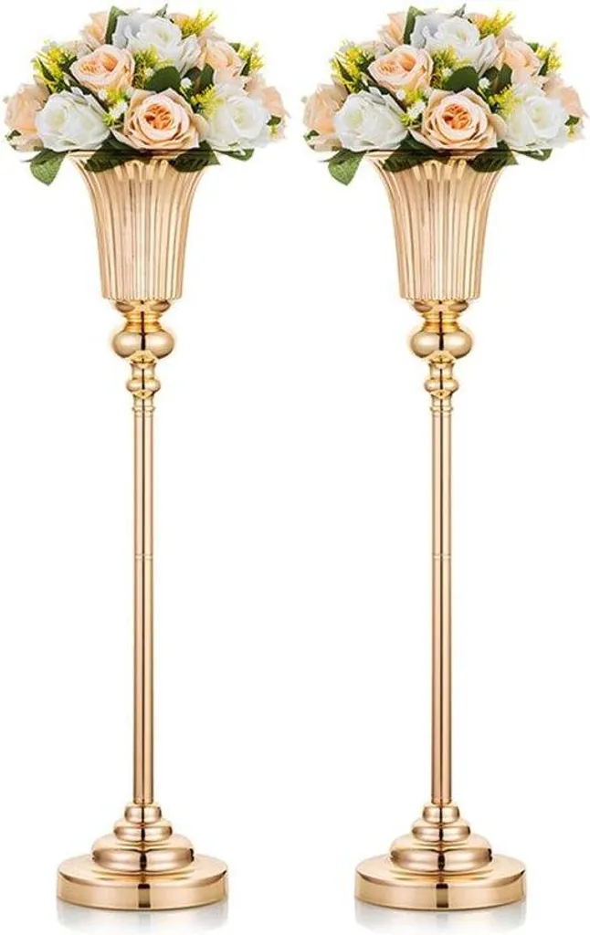 Vase en Métal Argenté 67,8 cm de Haut : Décoration de Mariage Moderne