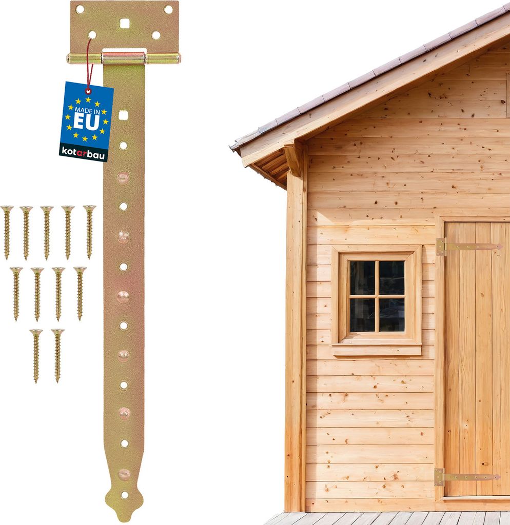 KOTARBAU Kreuzgehänge 400mm T Scharniere Gartentor Scharnier Ladenband Türscharniere für Holztüren Schwerlast Scharniere Stahl Gold