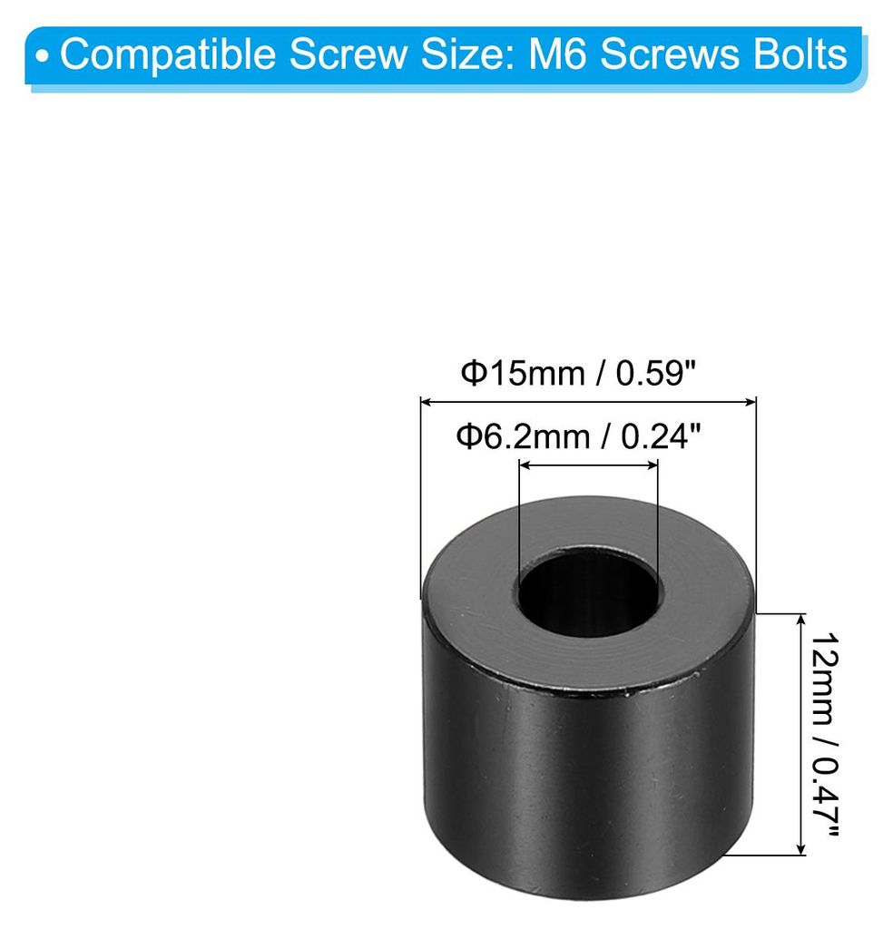 M6 Aluminium Abstandshalter 6 Stš¹ck Metall Distanzhš¹lsen 6.2 mm ID x 15 mm OD x 12 mm L Unterlegscheiben Ohne Innengewinde Schraubenabstand R...