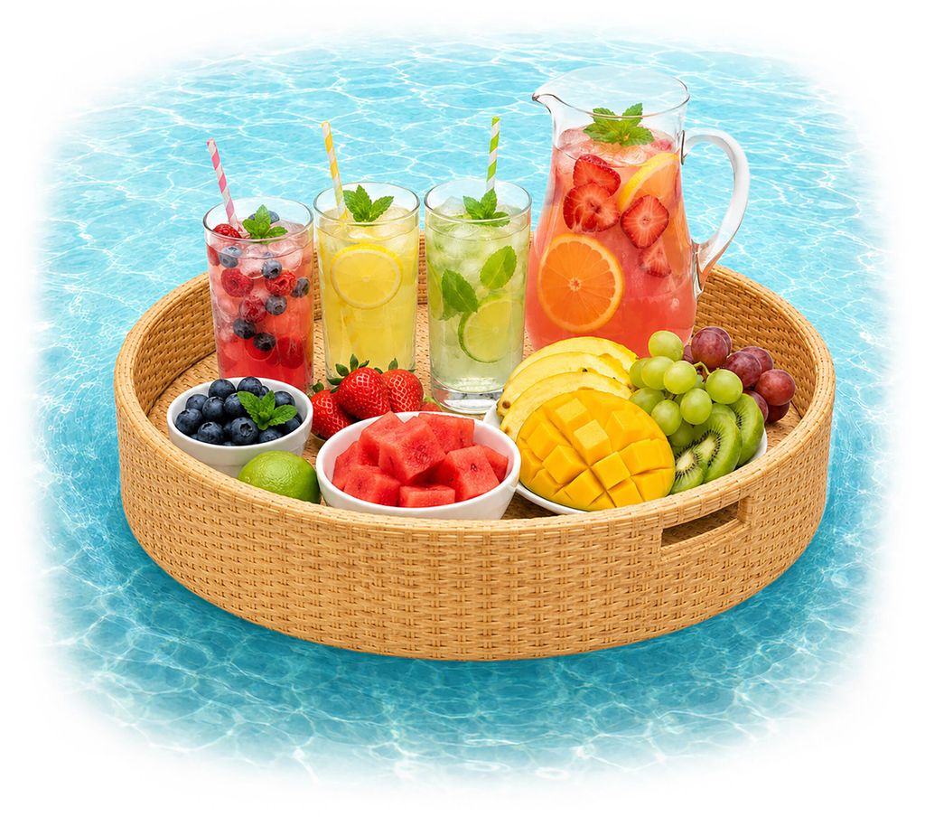 Relaxdays Schwimmendes Tablett, 2 in 1 Pooltablett für Produktbild 
