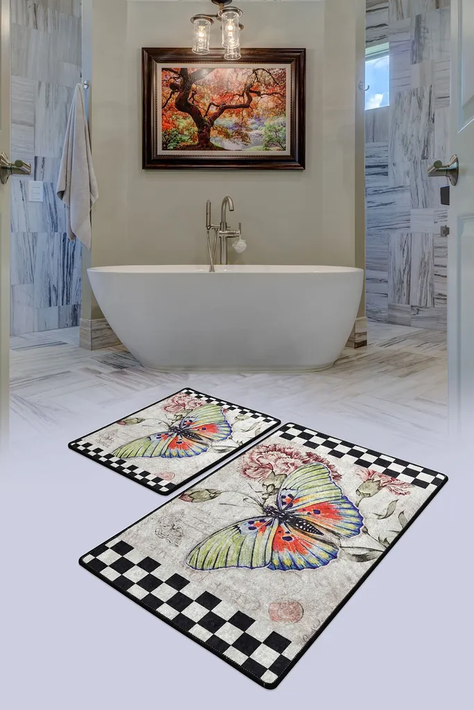 Tapis de bain design pour salle d'eau colorée 100 % velours doux