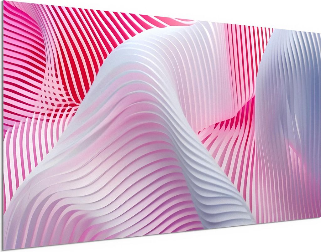 DEQORI Alu-Dibond Bild Weiß 100x50 cm 'Farbklang in Bewegung' Wandbild Metall dünn Design