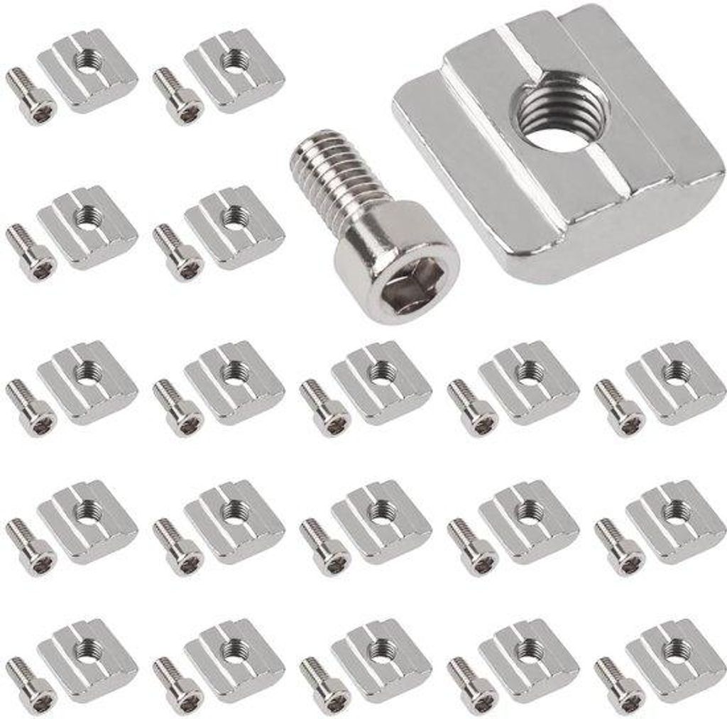 Sleufmoeren M8 für Aluminium Profile, M6 T-Moer, Kohlenstoffstahl, 20-teilig