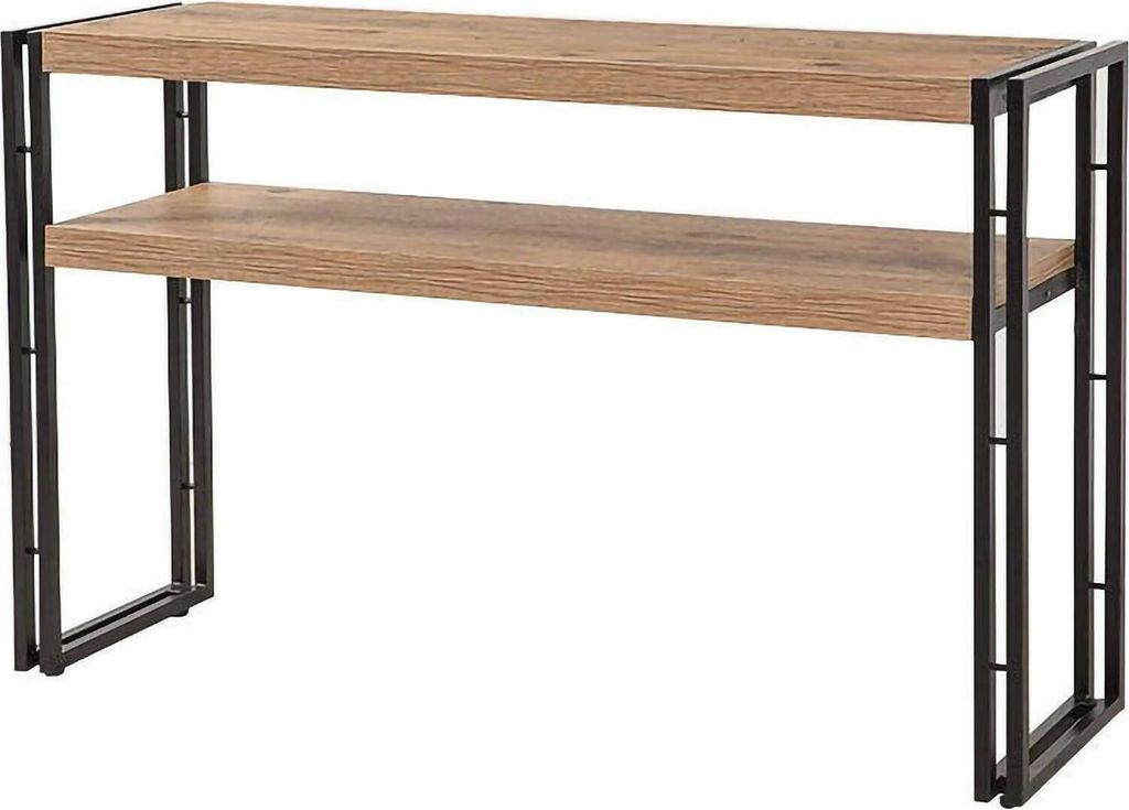 Konsolentisch Dmazzarr, Ausziehbarer Mehrzwecktisch, Eingangskonsole, Regal mit Erweiterungen, 140x35h80 cm, Eiche und Schwarz