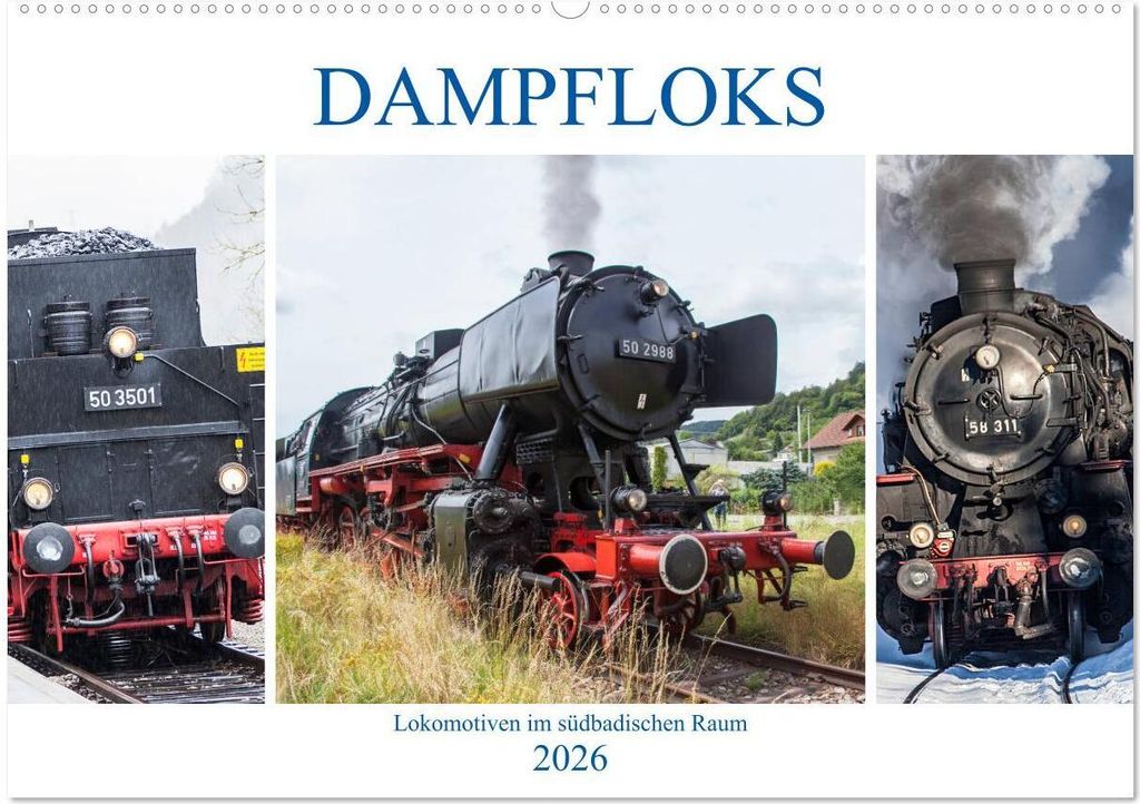 Dampfloks im südbadischen Raum (Wandkalender 2026 DIN A2 quer), CALVENDO Monatskalender