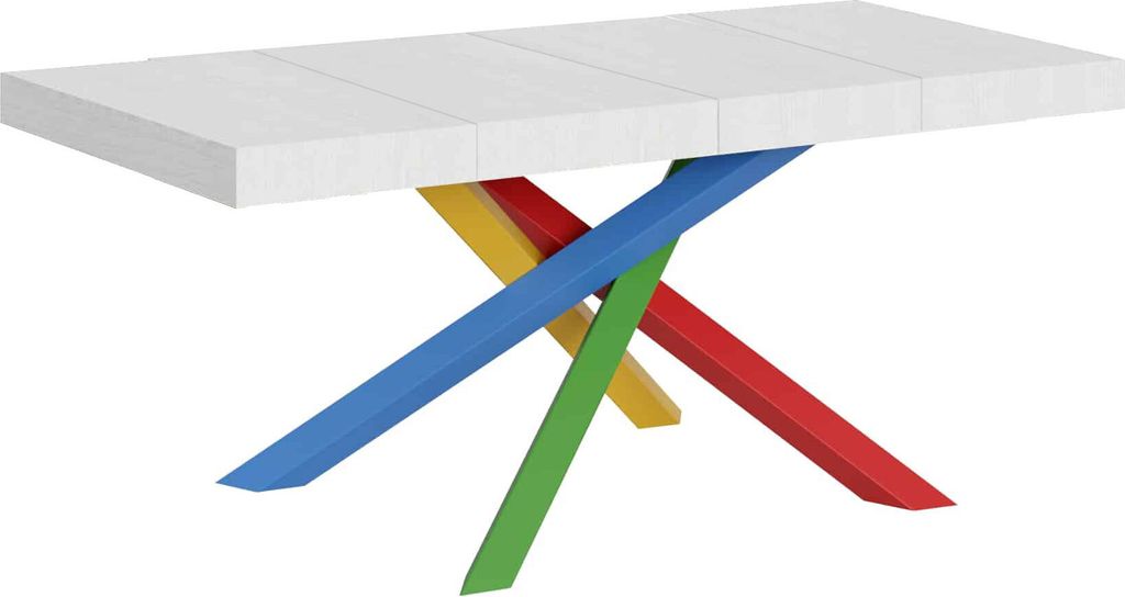 Ausziehbarer Tisch 90x130/234 cm Volantis Premium Weiß Esche Gestell 4/B