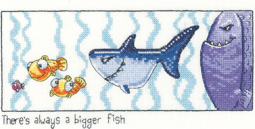 Zestaw do haftu krzyżykowego Heritage Aida "Always a Bigger Fish", PUBF1385-A, 22,5x10,5cm