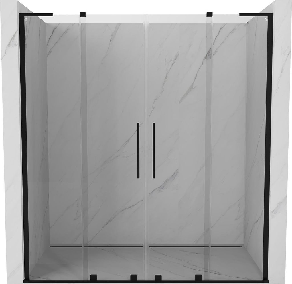Mexen Velar L Duo Schiebetür 200 cm, transparent, schwarz - 871-200-003-02-70