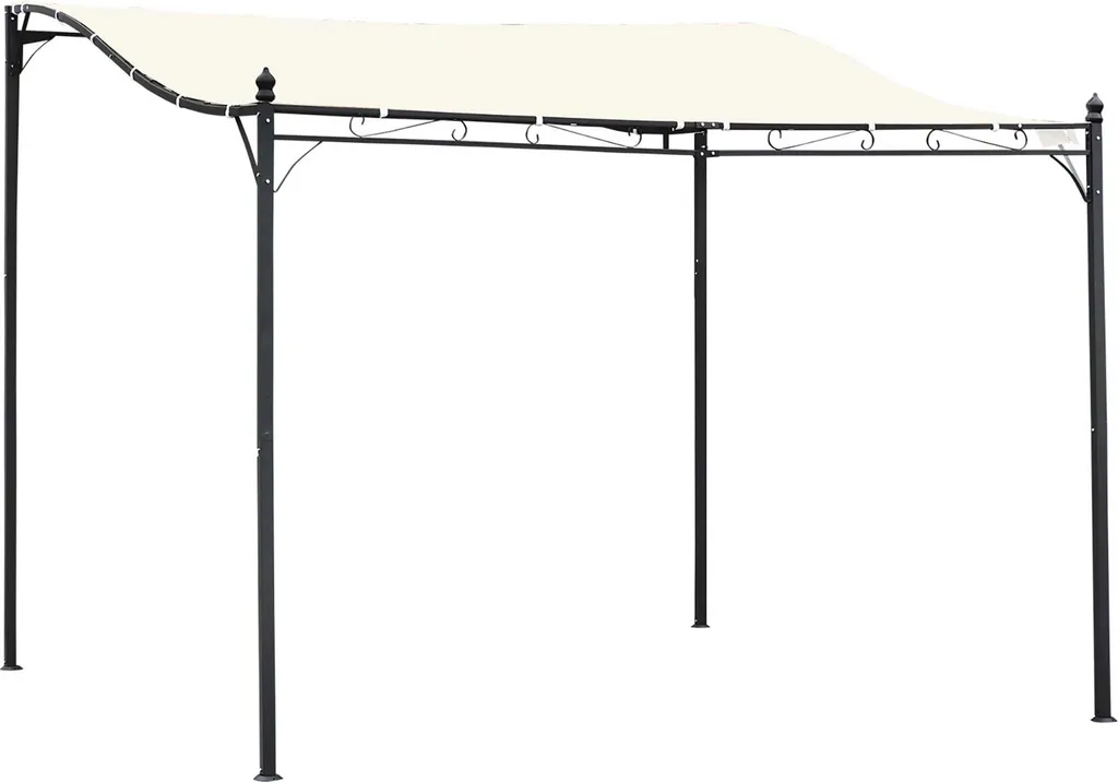 Tonnelle de jardin 3x3m Fortuna Lai avec Toiture en Tissu Crème Métal
