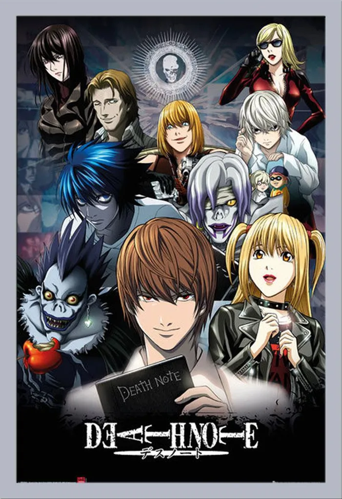 Poster Death Note Collage 61x91,5 cm Cornice MDF Argento Shinsuke